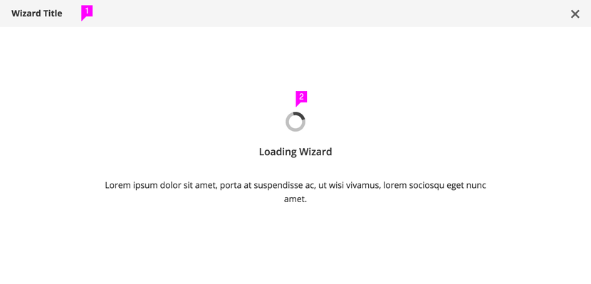 Wizard showing a loading screen